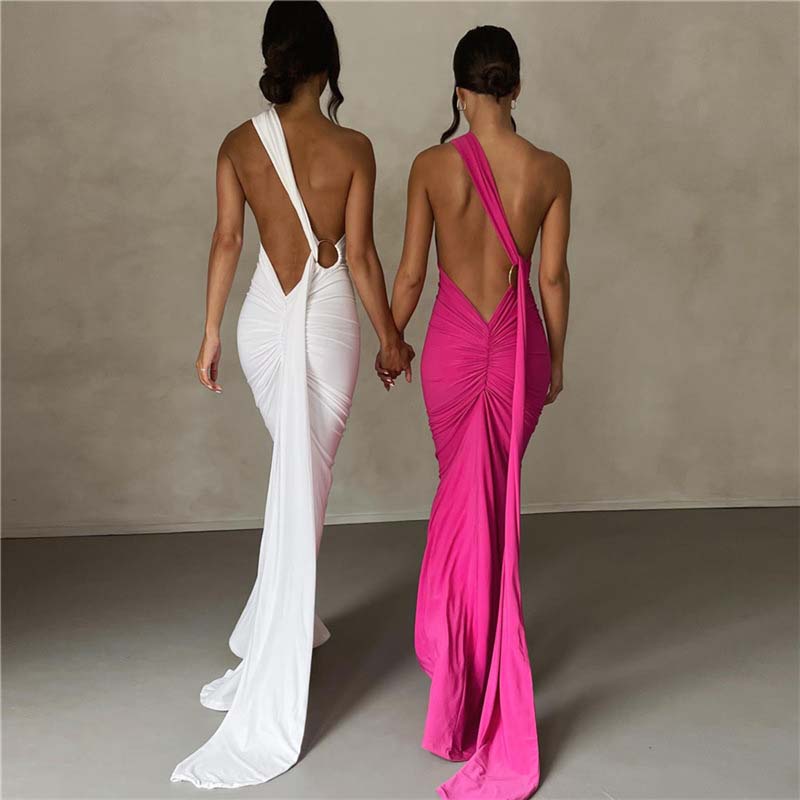 Women's Elegant Backless Halter Neck One-piece Dress