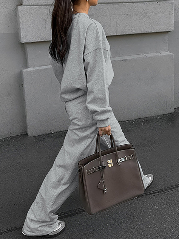 Stylish Grey Casual Long Sleeve & Pants Set