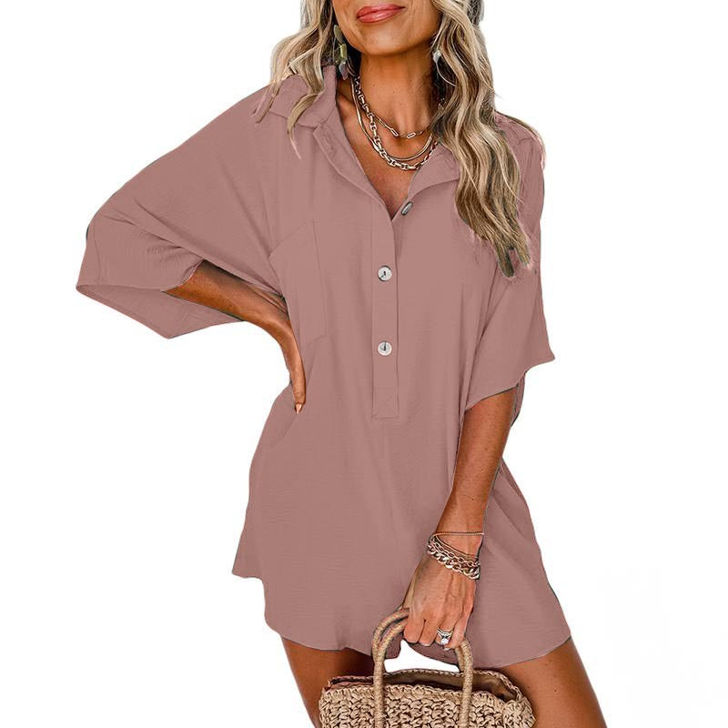 Half Button Collared Loose Romper