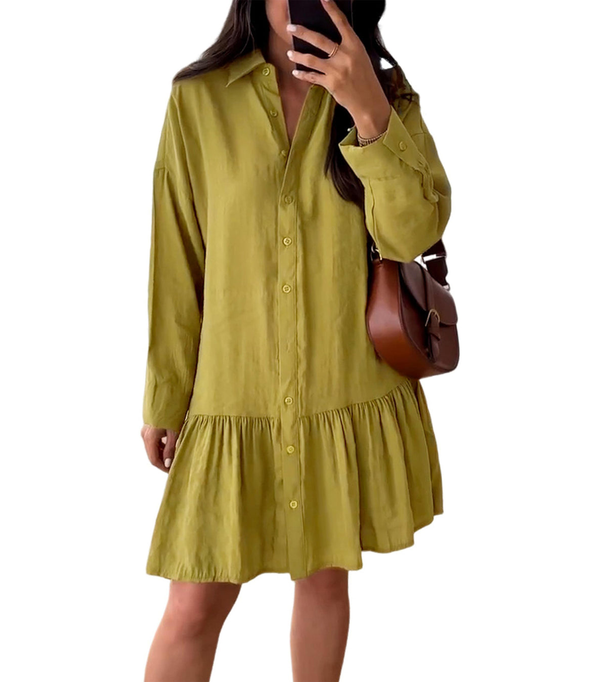 Women's Fashion Loose Button Down Shirt Dress