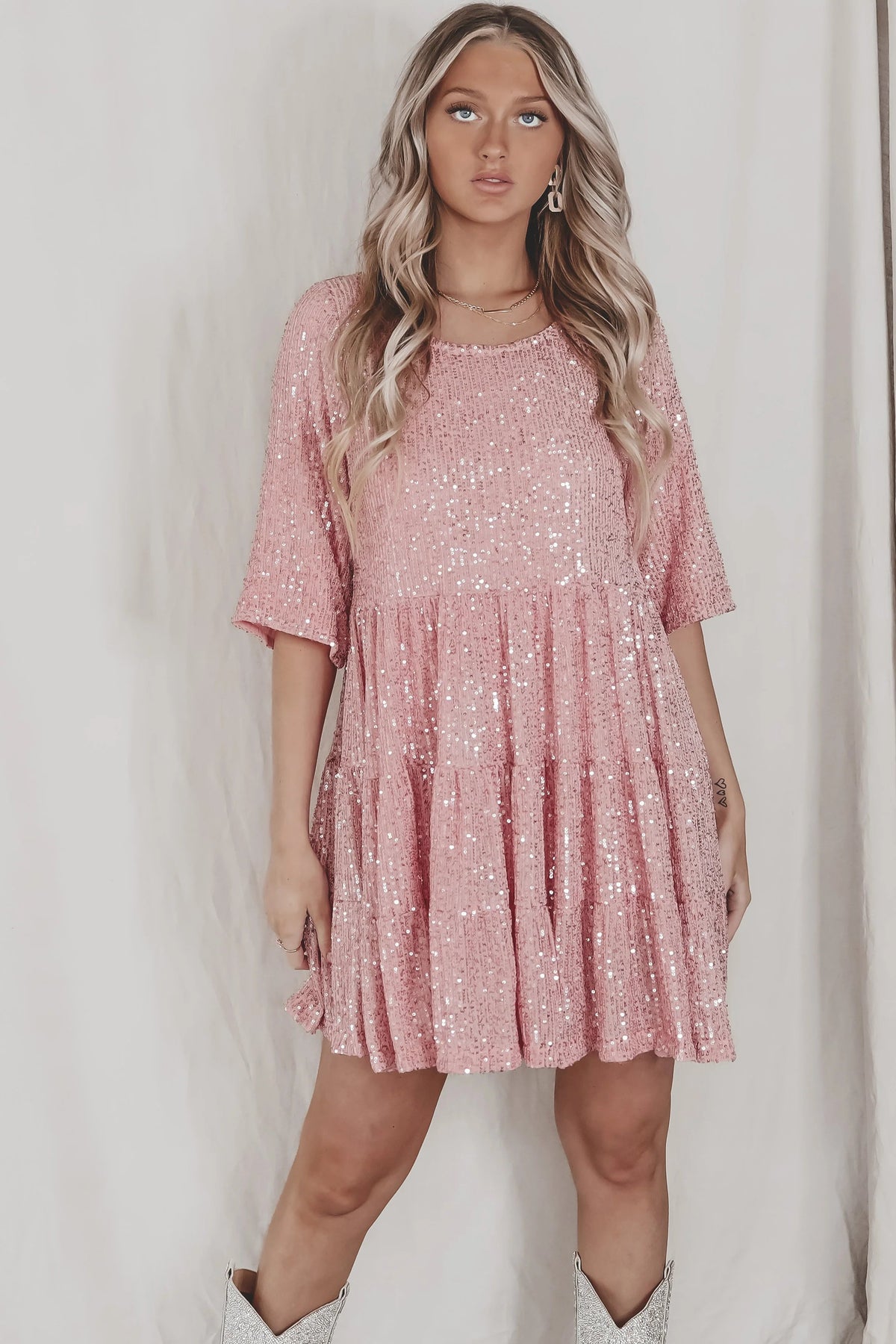 Sequin Baby Doll Dress