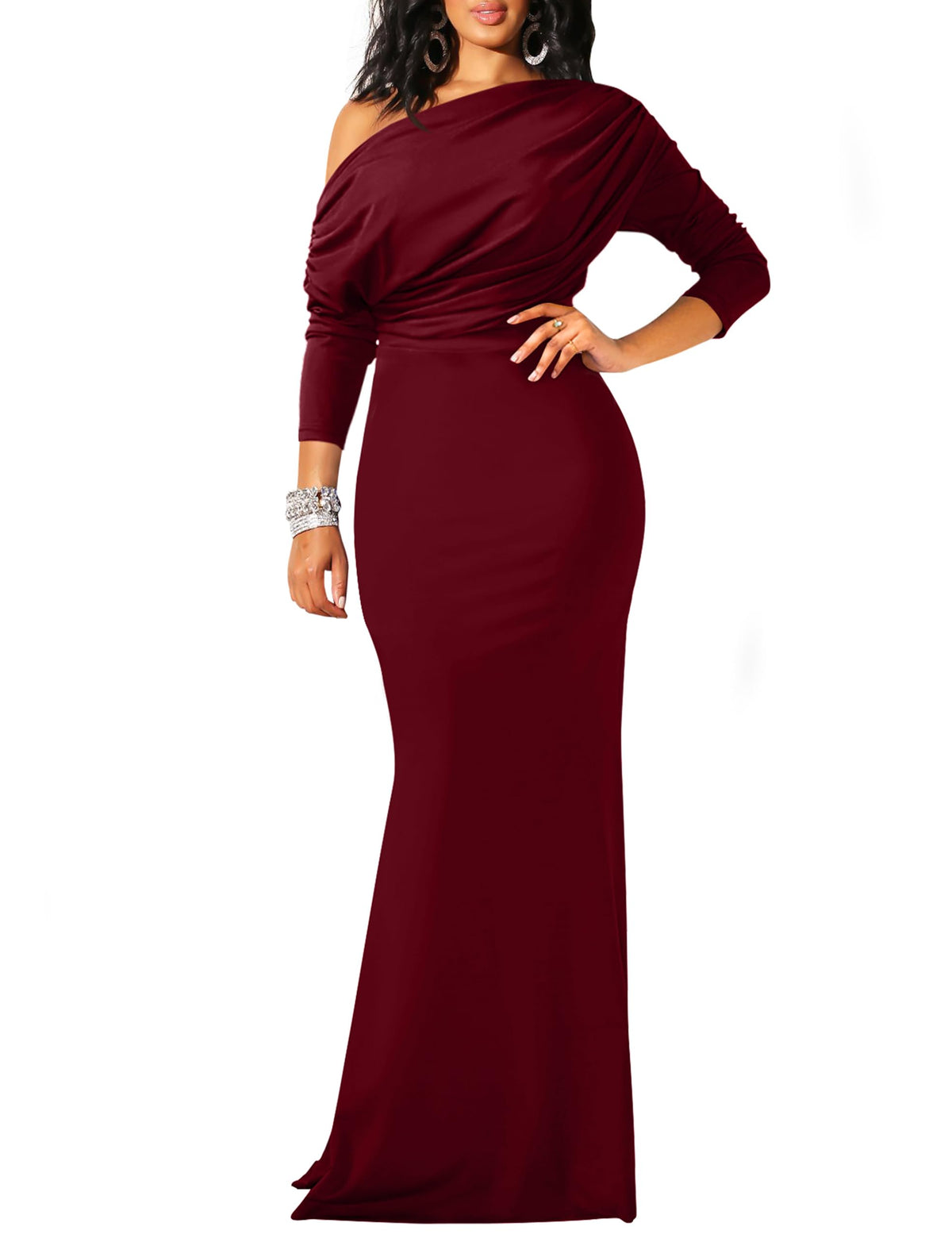 2024 Women's Elegant Sleeveless Off Shoulder Bodycon Long Formal Party Evening Dress