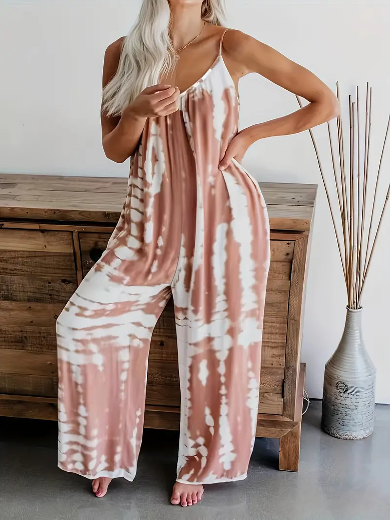 Women's Casual Tie-Dye Cami Wide Leg Jumpsuit