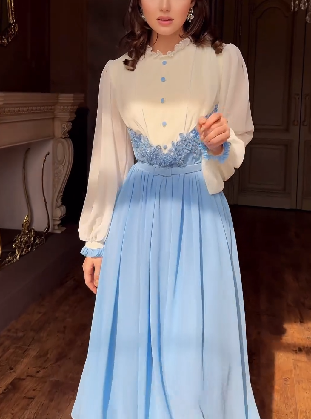 Elegant Blue Hem Princess Dress