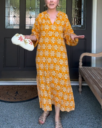 Yellow Printed Casual Maxi Dress