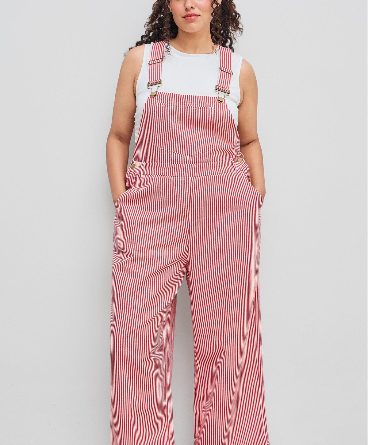 Women's Striped Wide Leg Overalls