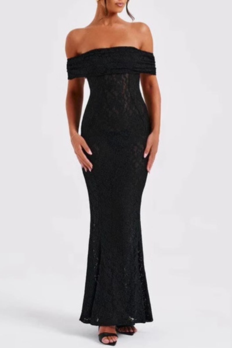 Lace Backless Fishtail Off Shoulder Long Dresses