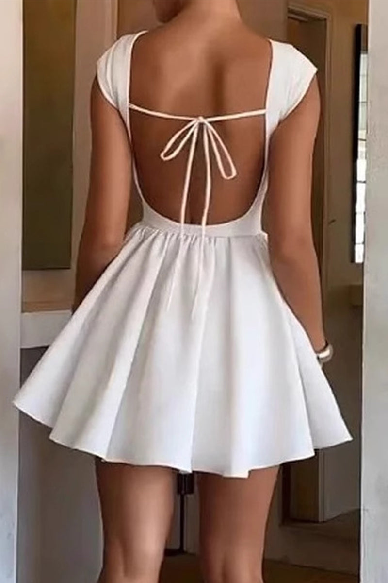 Lace Up Backless O Neck Princess Dresses