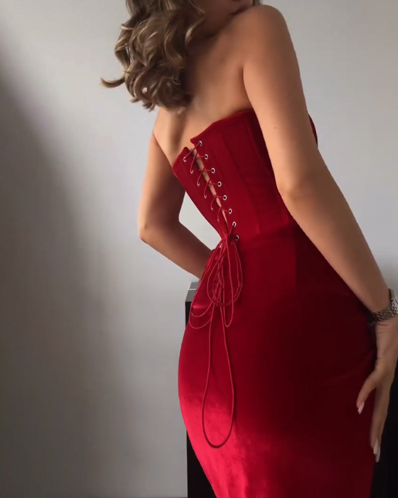 Sexy Strapless Split Party Dress