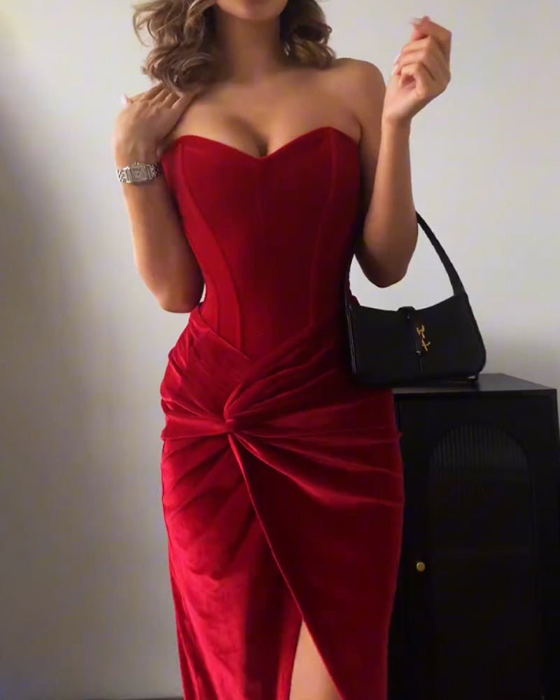 Sexy Strapless Split Party Dress