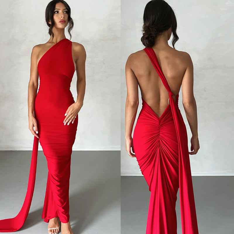 Sexy Backless Pleated Dress