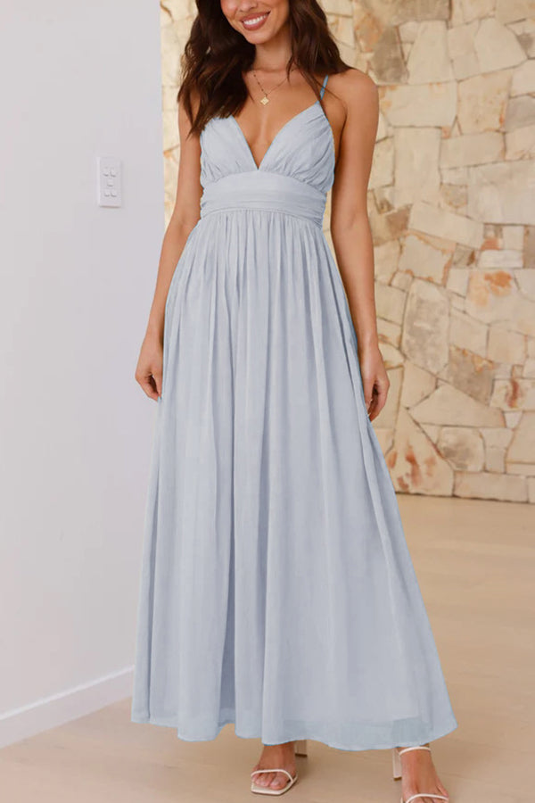 Suspender Backless Lace-up Slim Maxi Dress