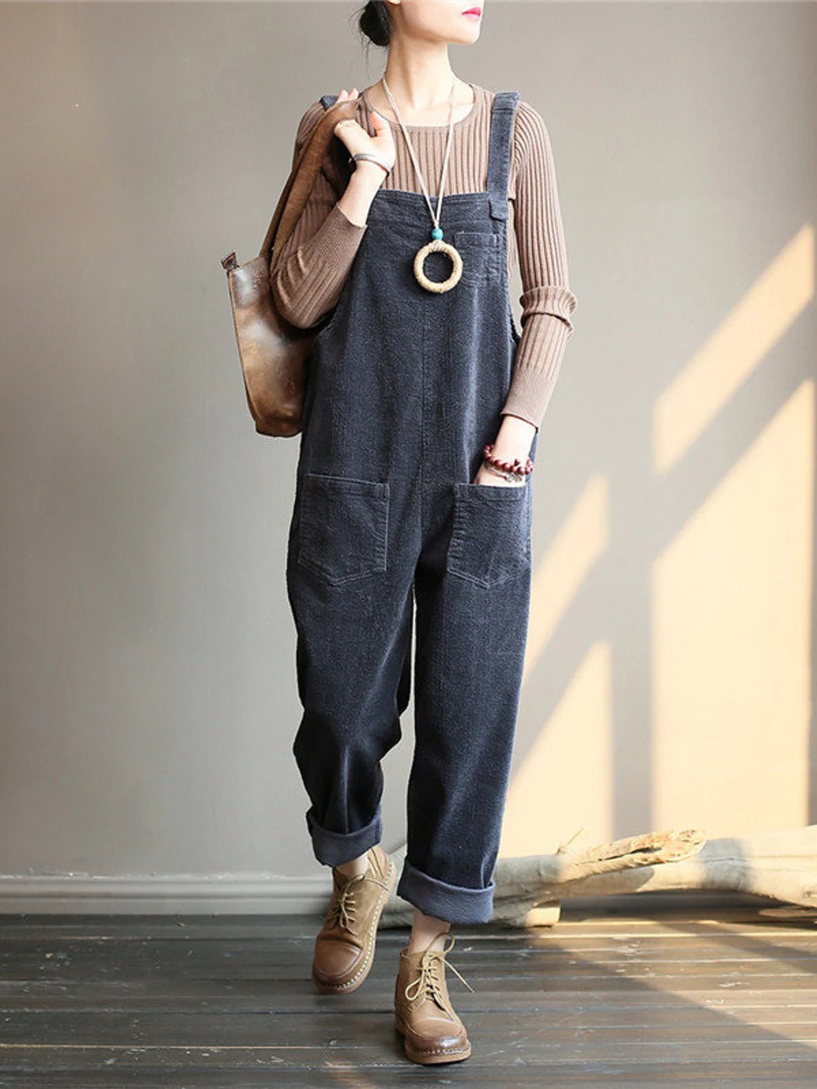 Wide Leg Corduroy Overalls