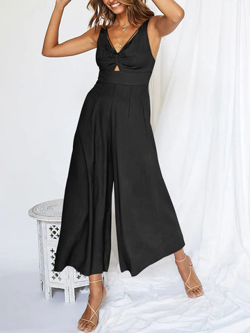 2024 Summer V Neck Cutout High-Waist Rompers