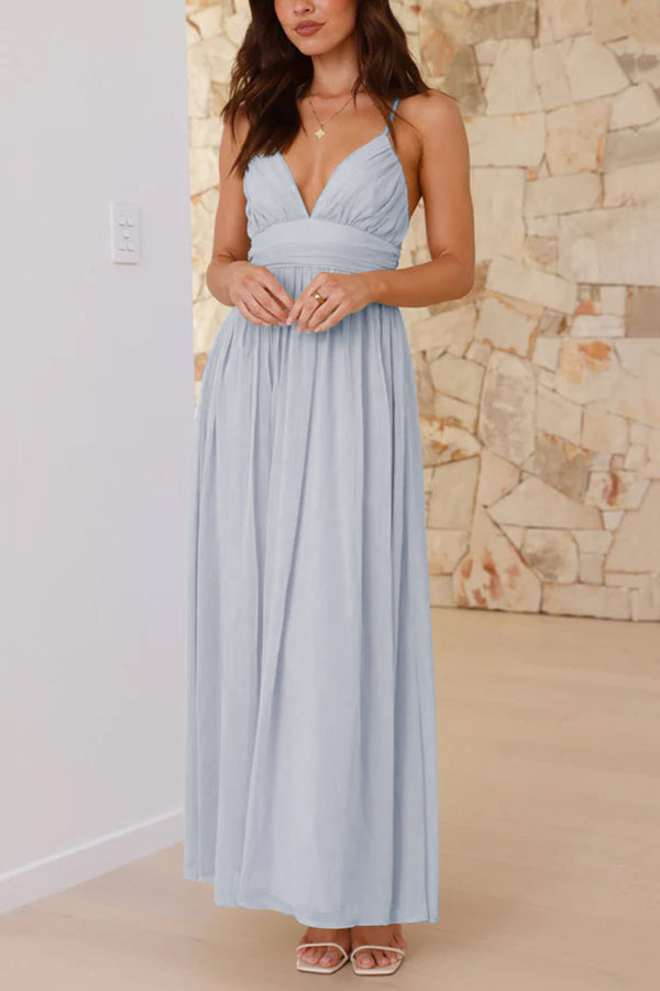 Suspender Backless Lace-up Slim Maxi Dress