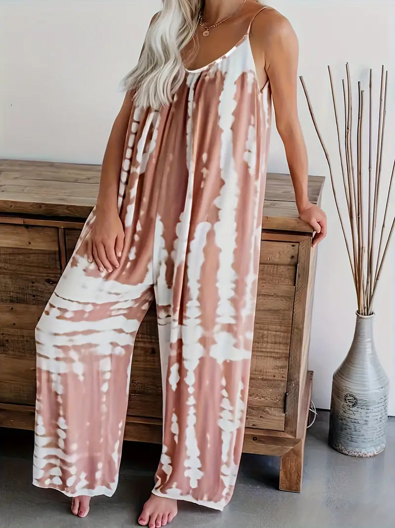 Women's Casual Tie-Dye Cami Wide Leg Jumpsuit