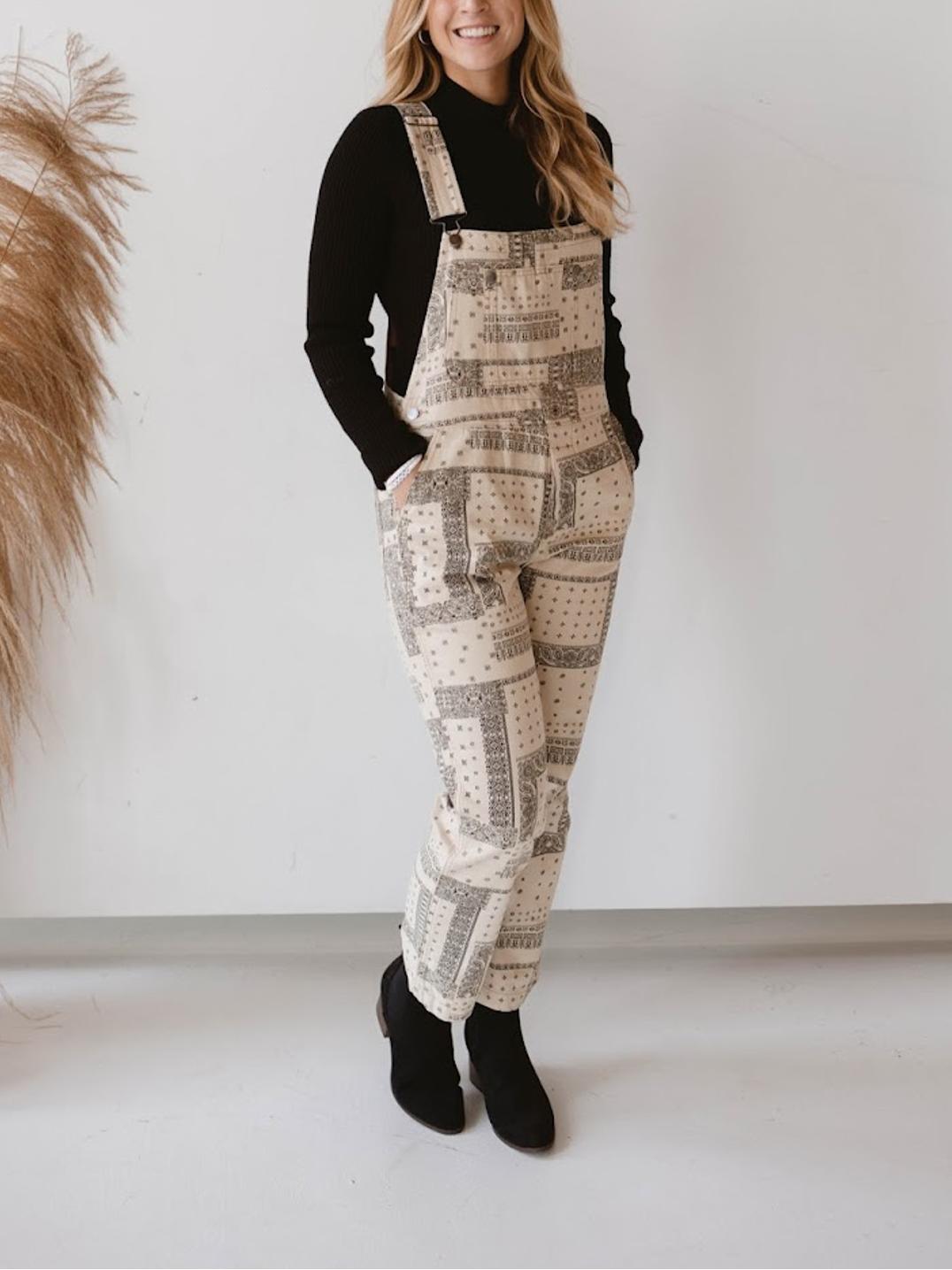 Women's Newspaper Simulation Overalls