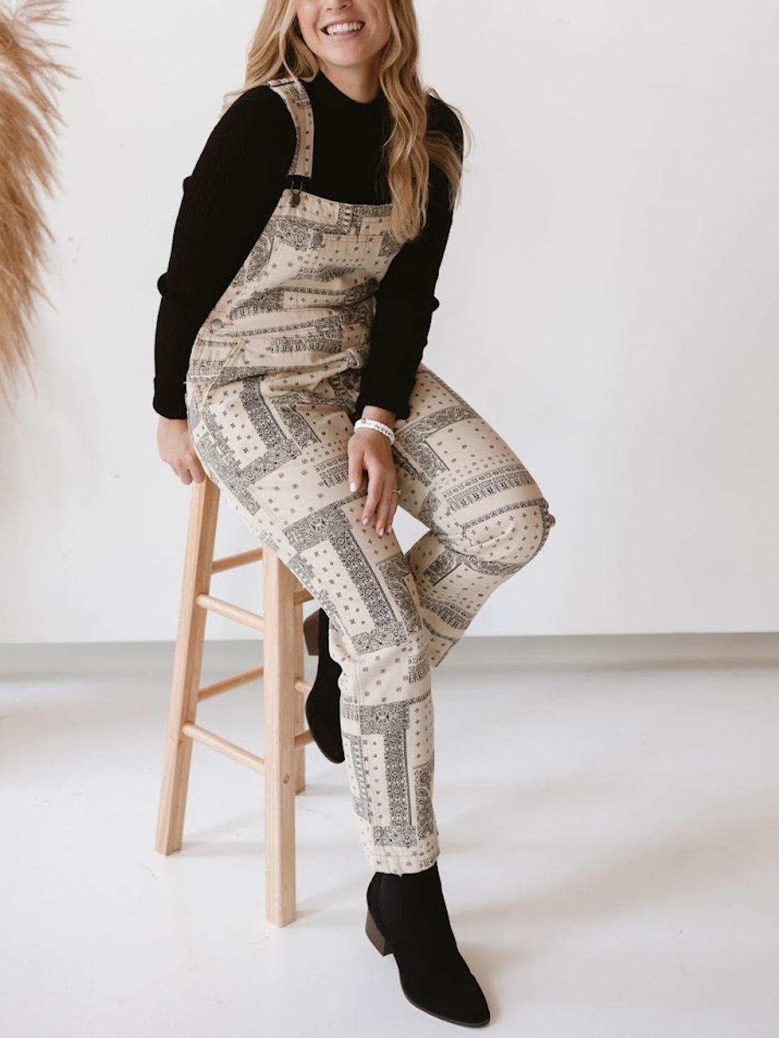 Women's Newspaper Simulation Overalls