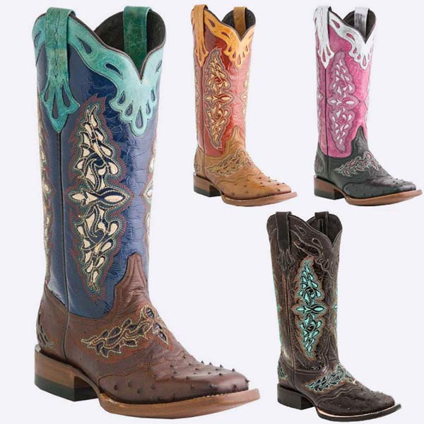 Women'S Embroidered Colorblock Rider Boots