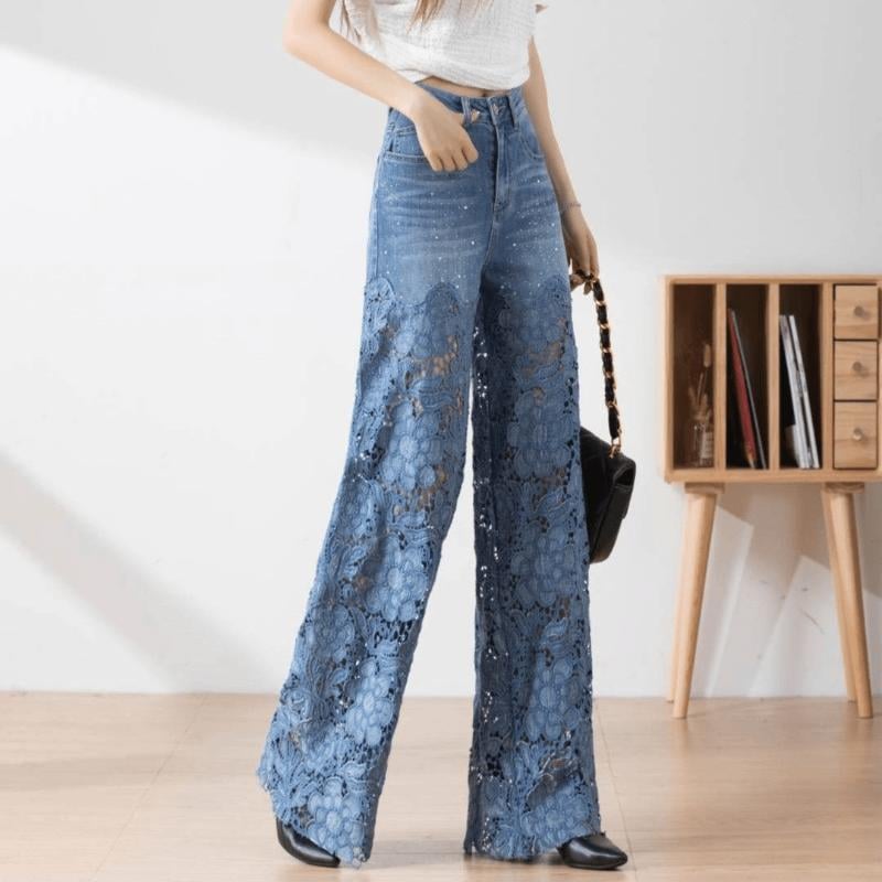 Hollow Lace Patchwork Jeans