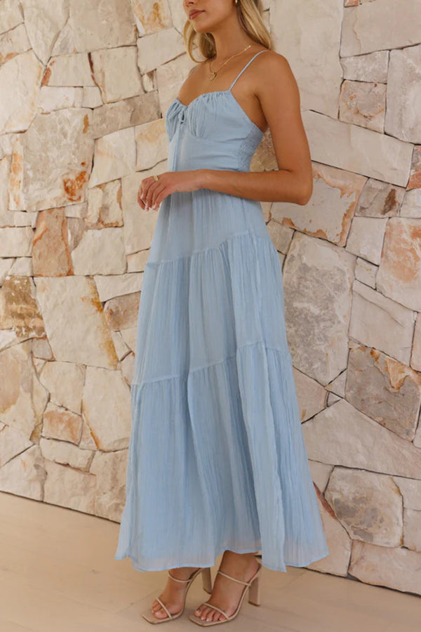 Sleeveless Suspender Pleated Back Maxi Dress