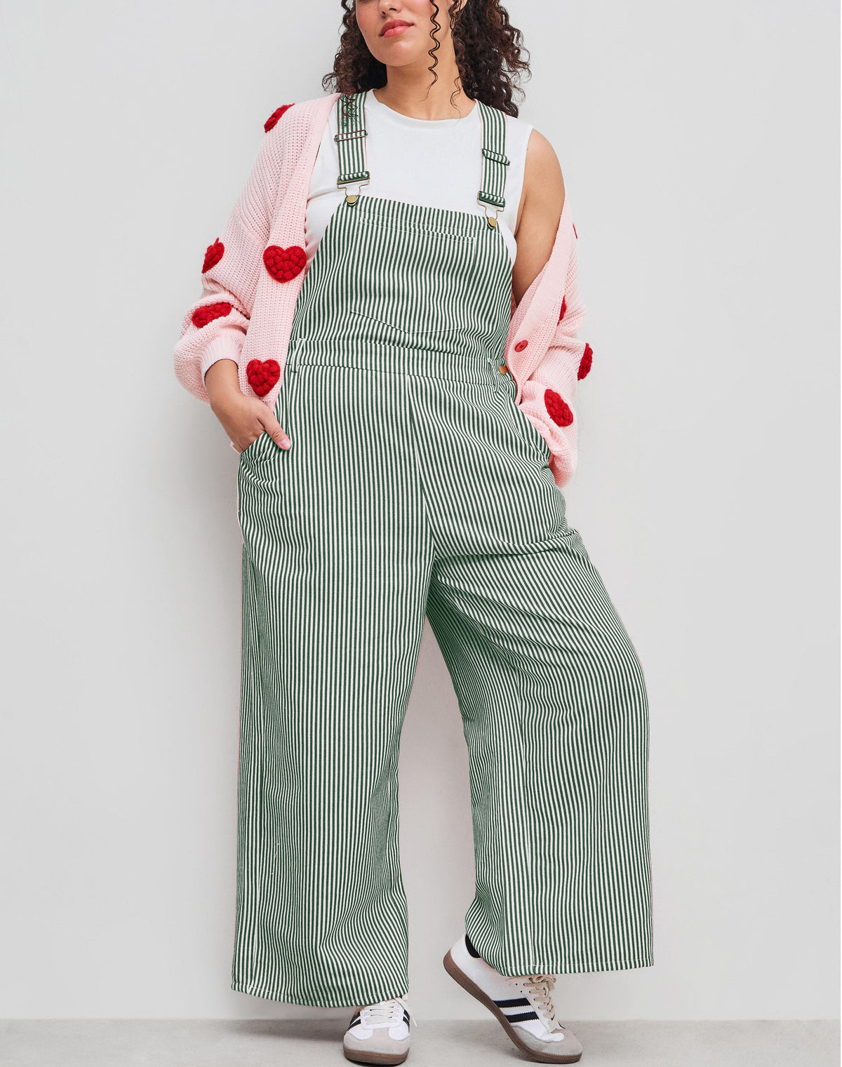 Women's Striped Wide Leg Overalls