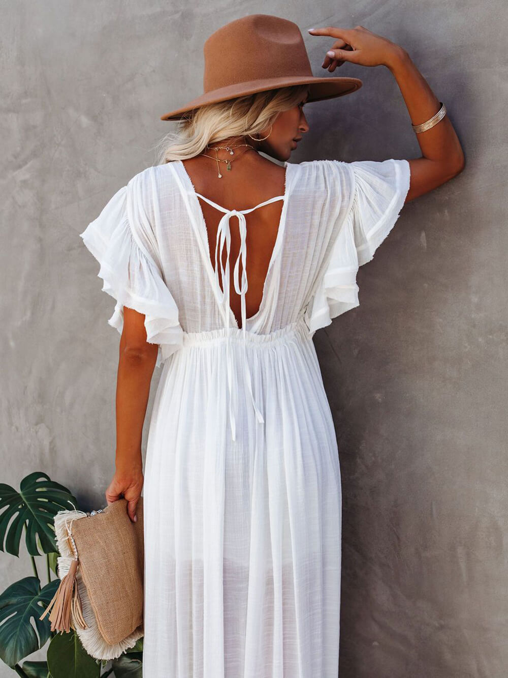 Button Cotton Linen Perfect Beach Boho Maxi Dress