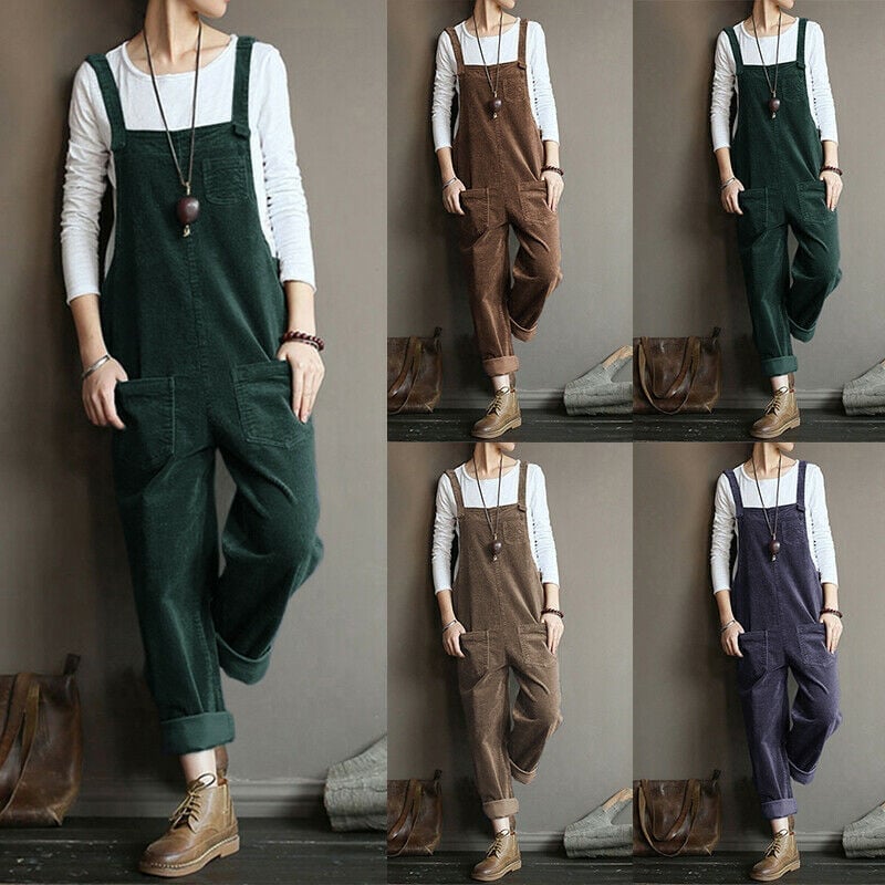 Wide Leg Corduroy Overalls