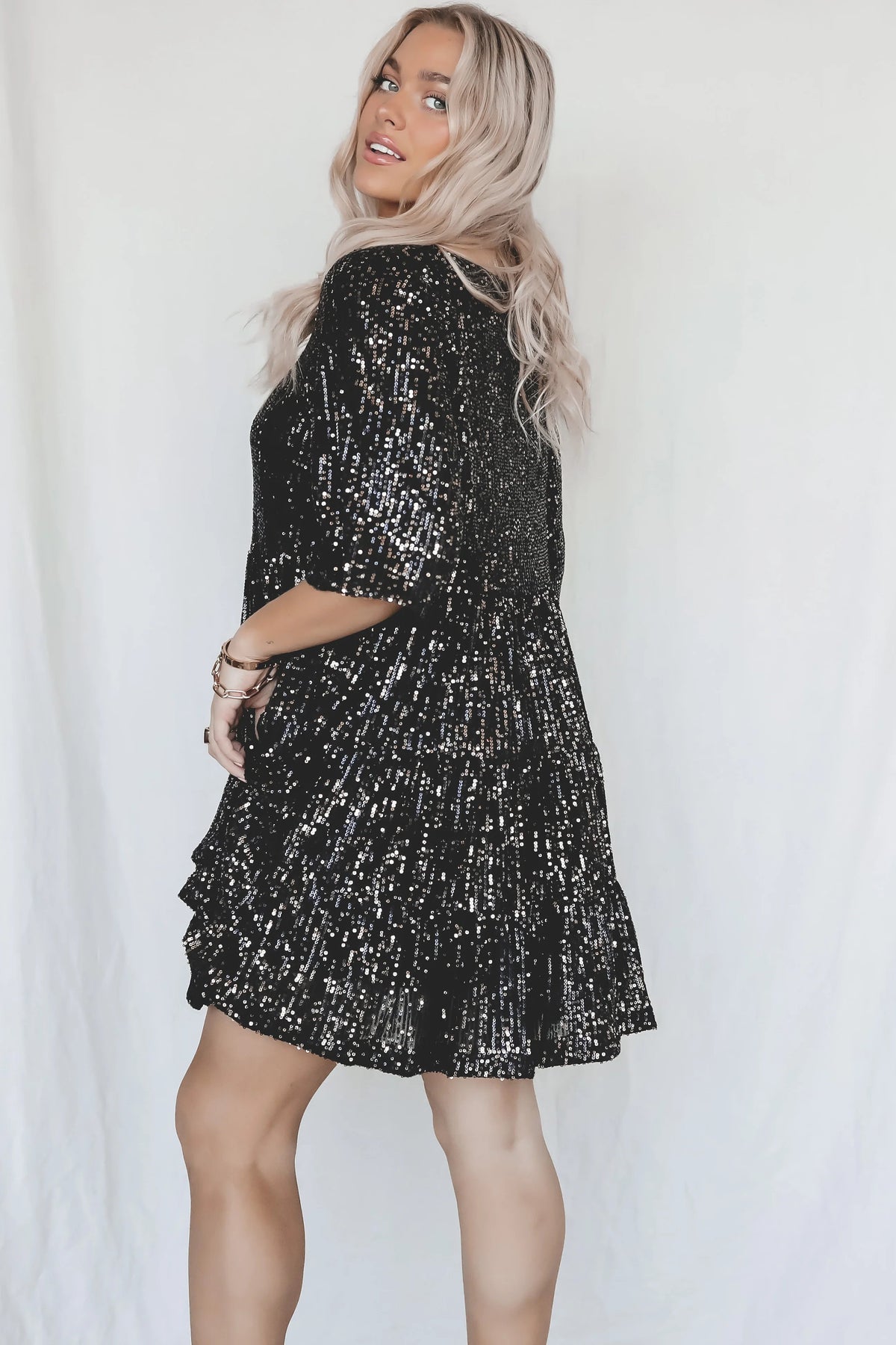 Sequin Baby Doll Dress