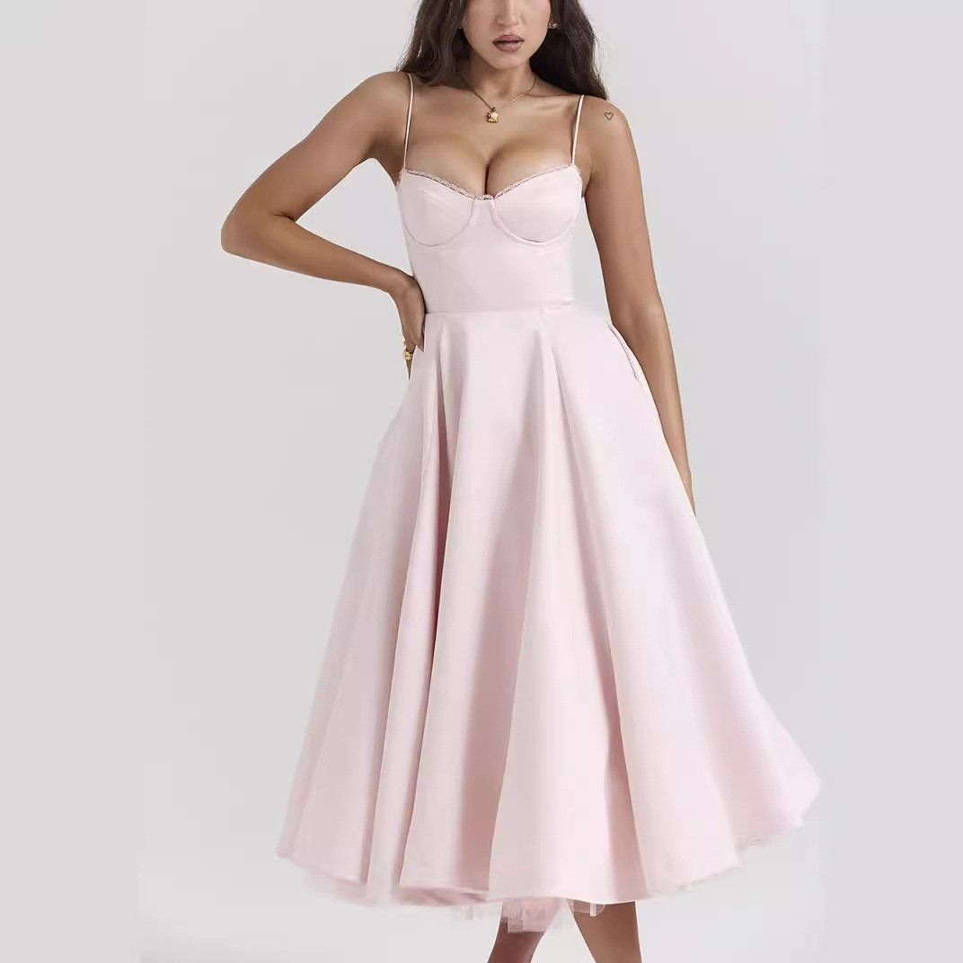 Satin Tulle Midi Dress