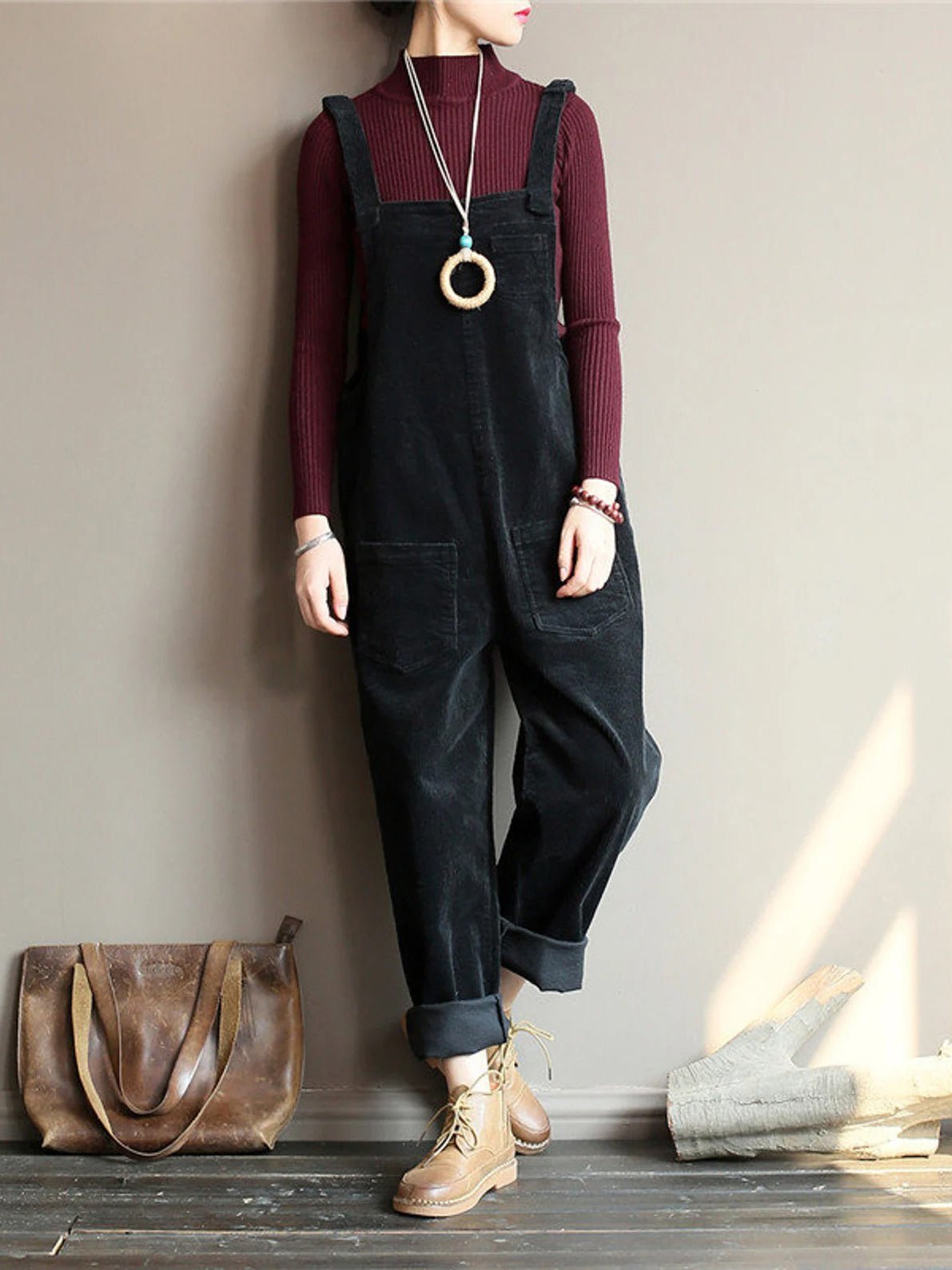 Wide Leg Corduroy Overalls