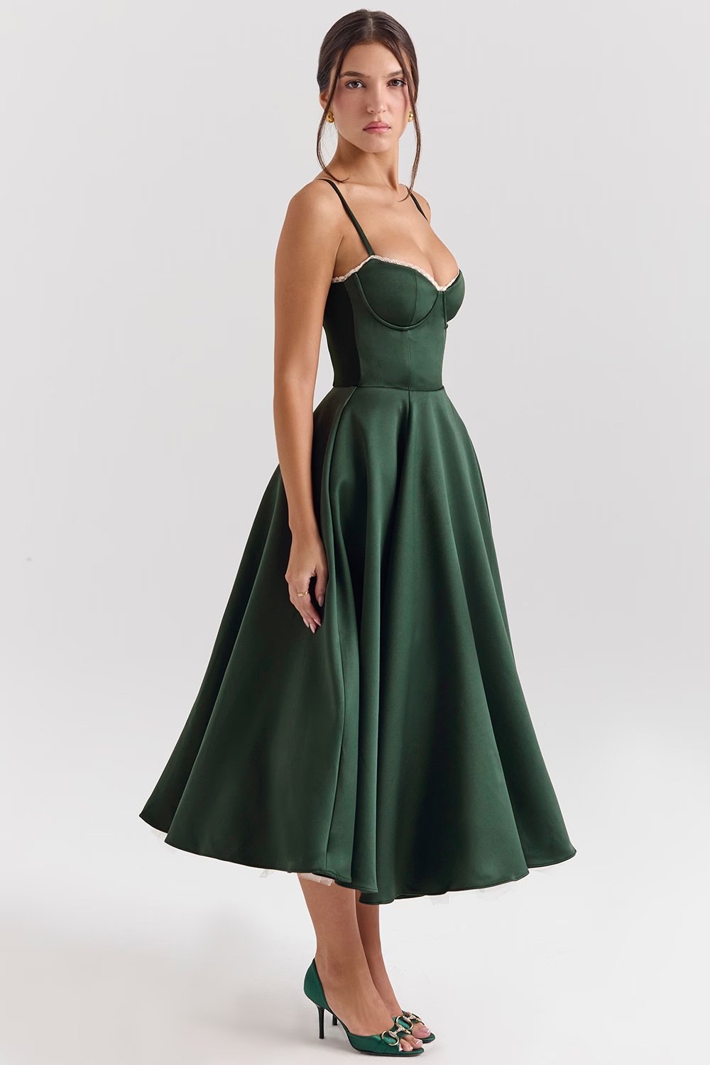 Satin Tulle Midi Dress