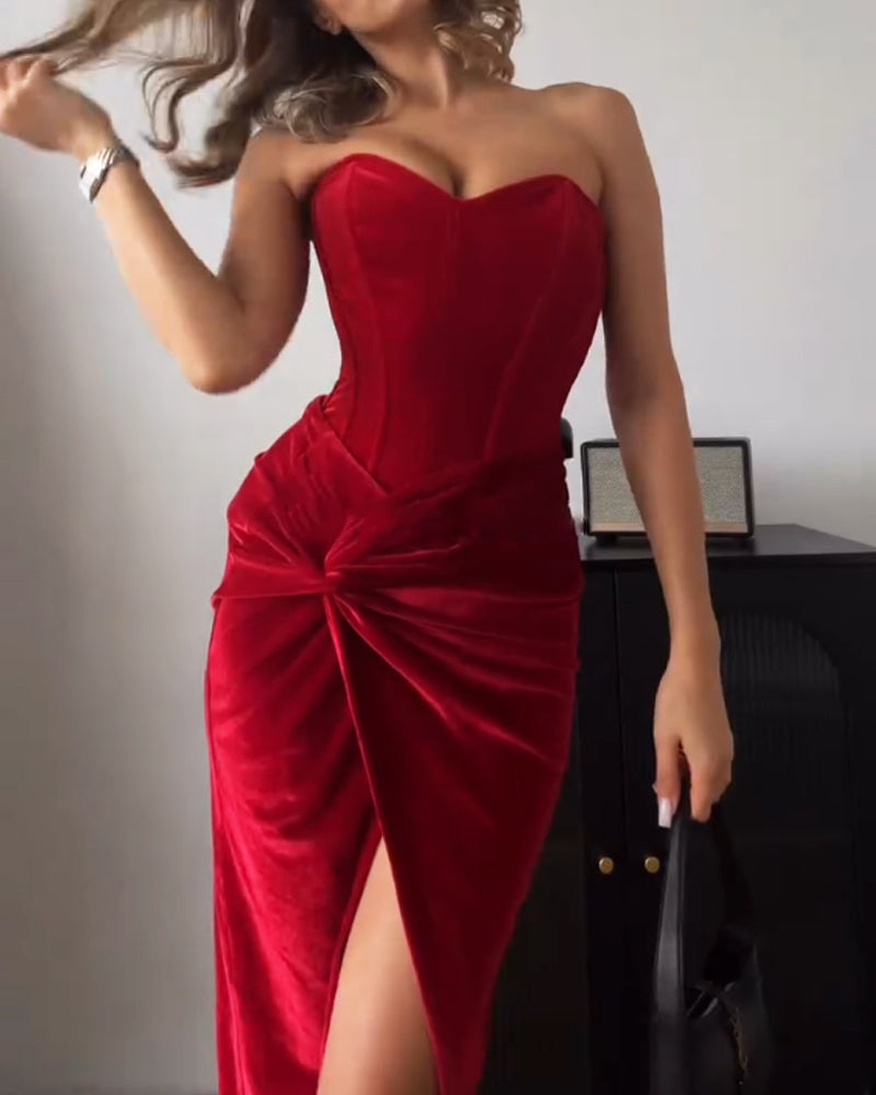 Sexy Strapless Split Party Dress