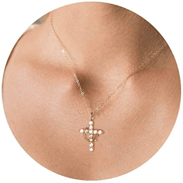 Crown with Cross Pendant Necklace