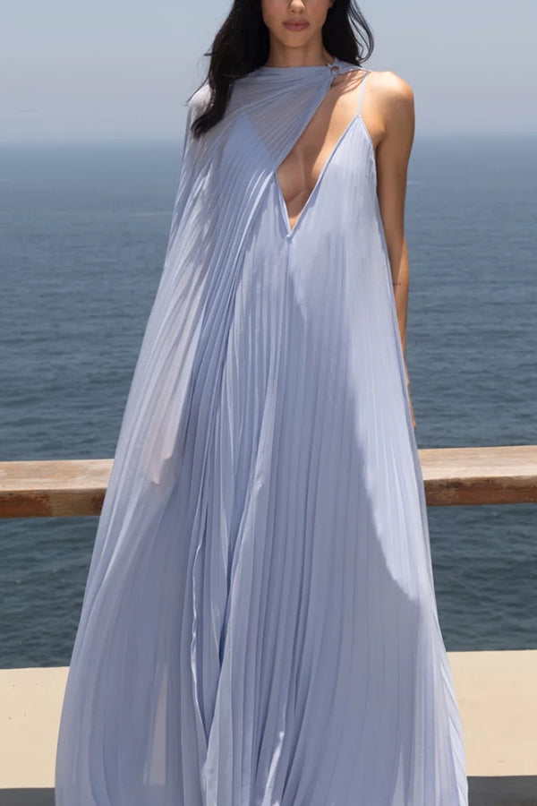 Fairy Comes Chiffon Pleated Cloak A-line Maxi Dress