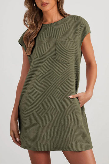 Women's Casual Textured T-Shirt Dress with Pockets