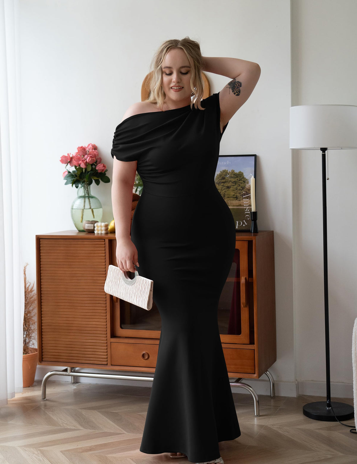 Off Shoulder Bodycon Long Formal Party Evening Dress