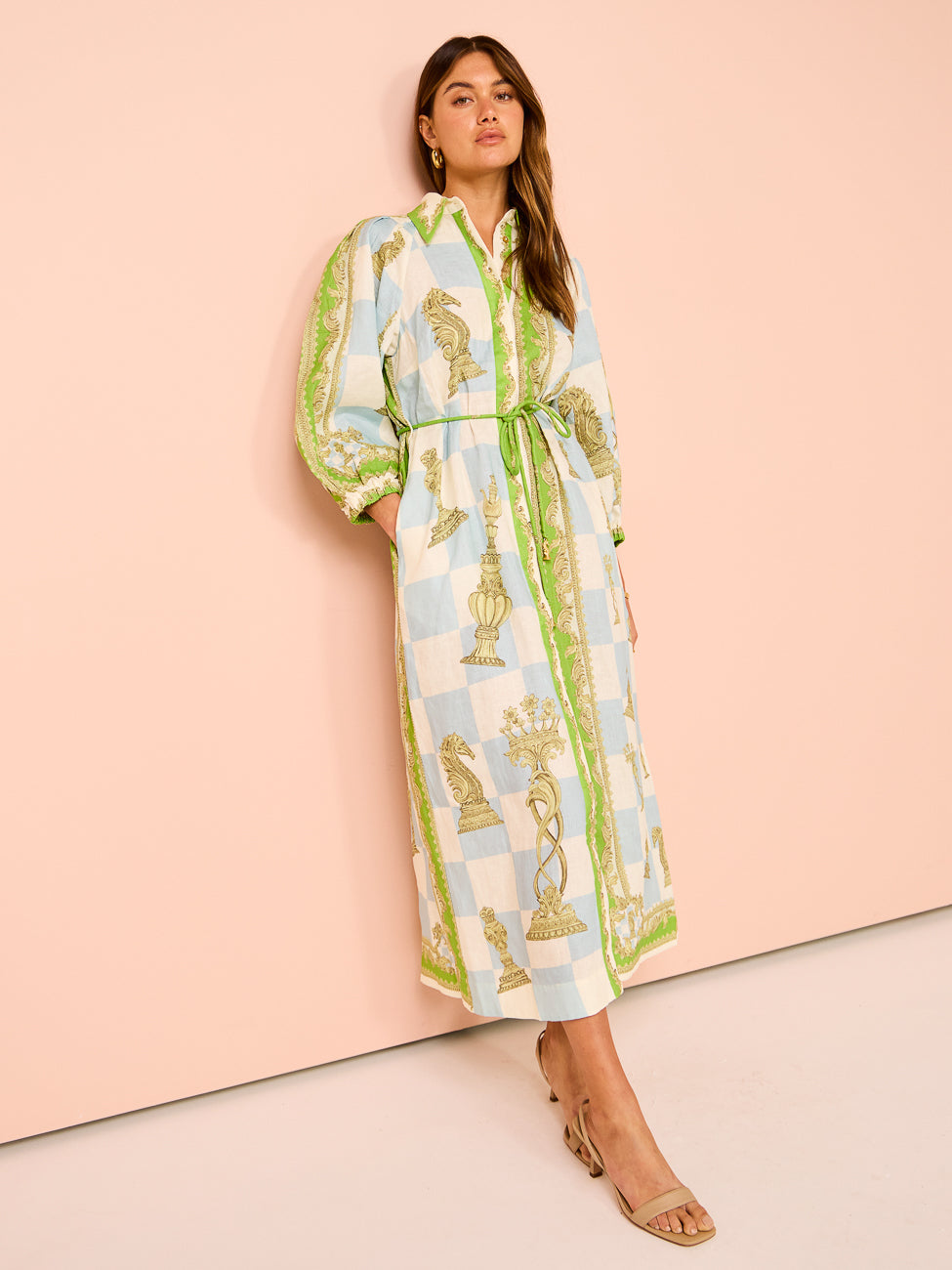 Light Green Linen Shirt Dress