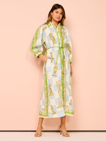 Light Green Linen Shirt Dress