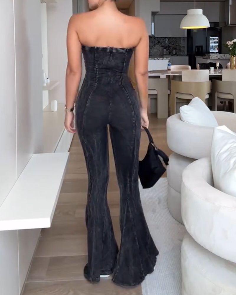 Strapless Denim Jumpsuit