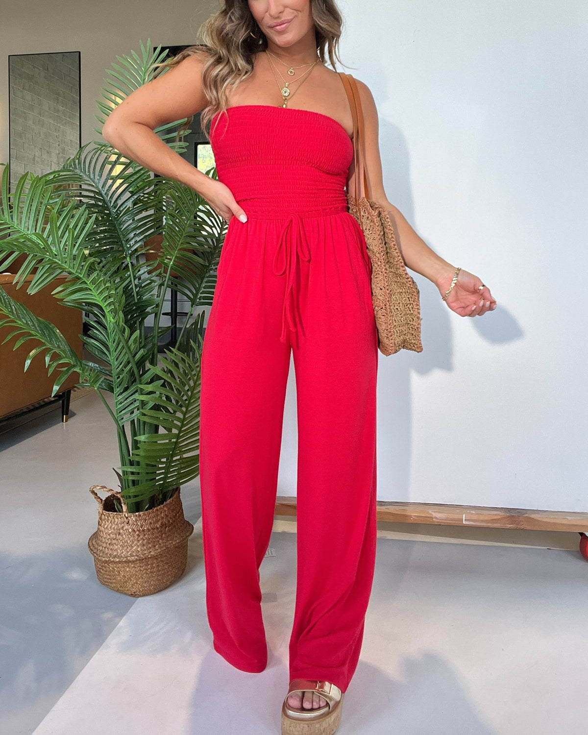 Women's Smocked Tube Top Jumpsuit