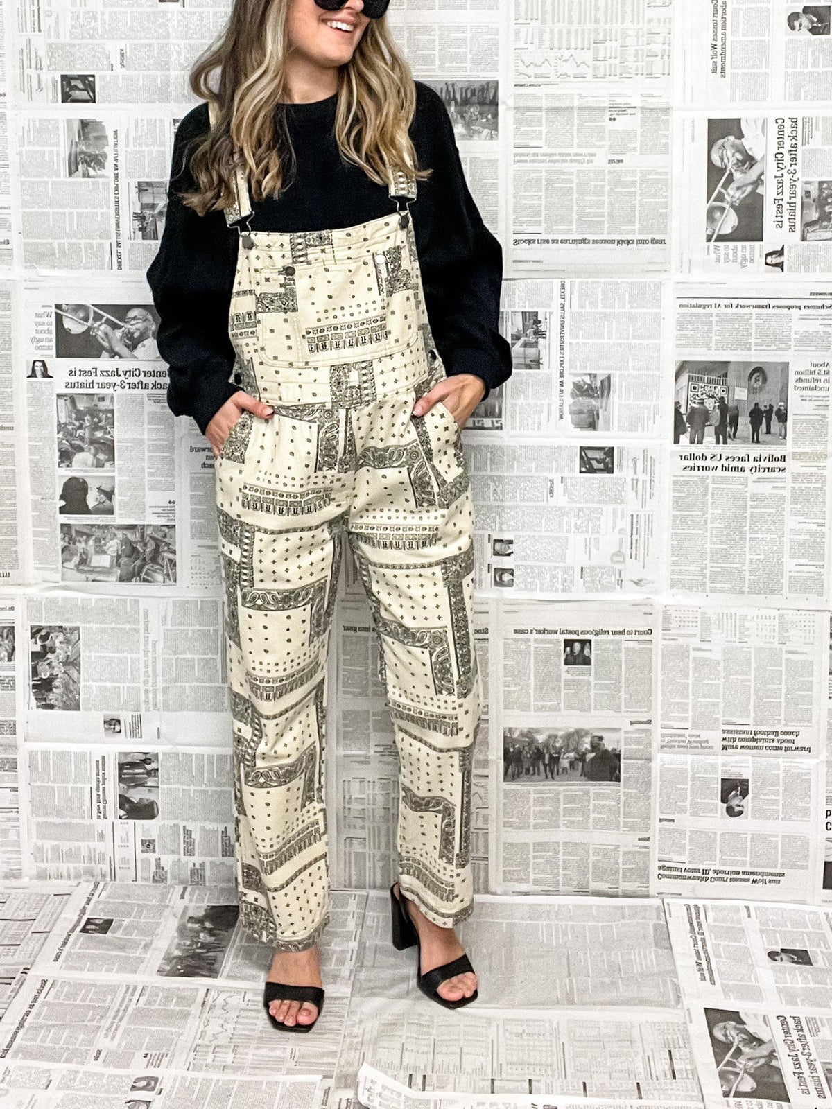 Women's Newspaper Simulation Overalls