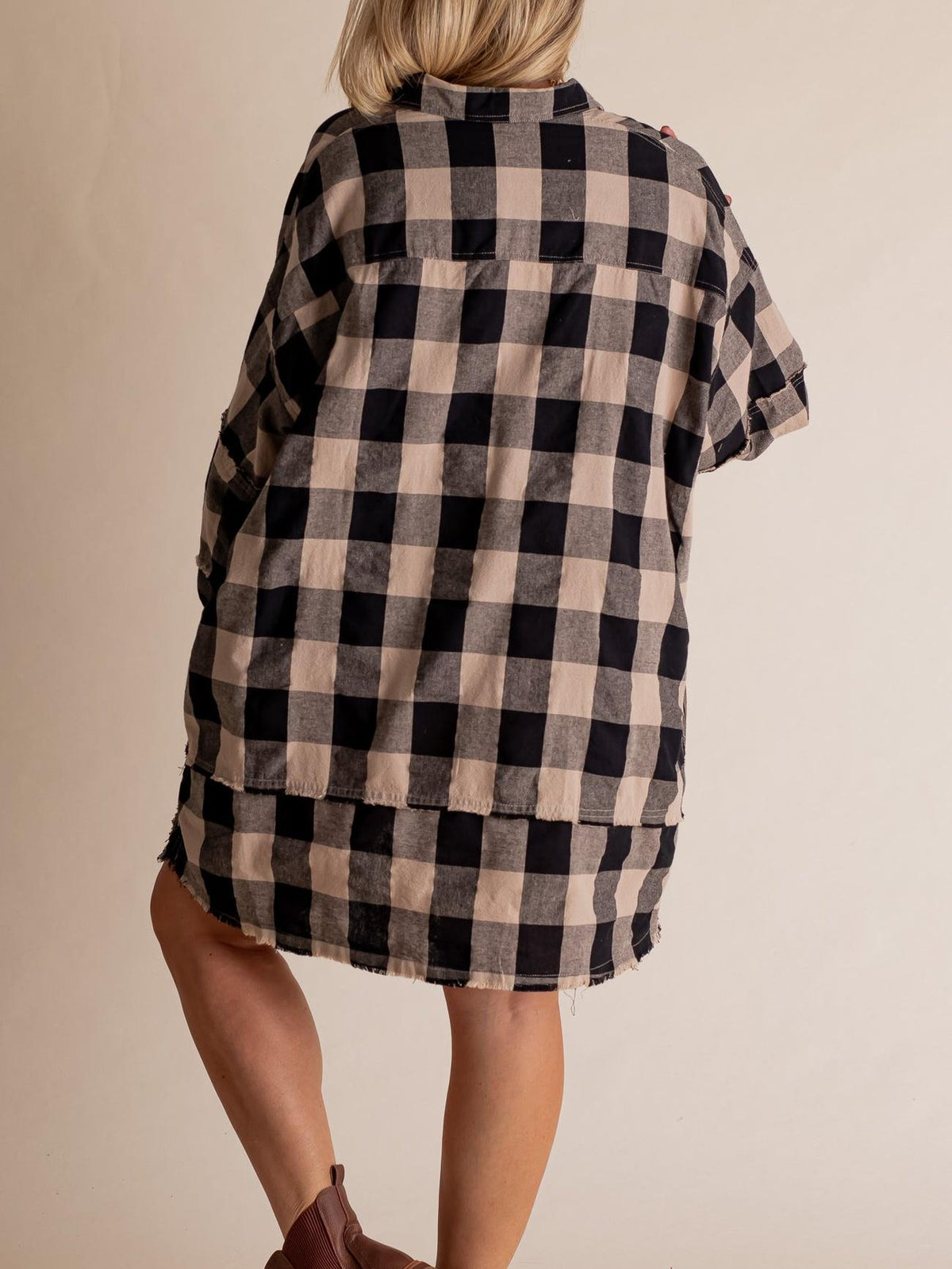 Women's Oversized Plaid Button-Down Flannel Shirt