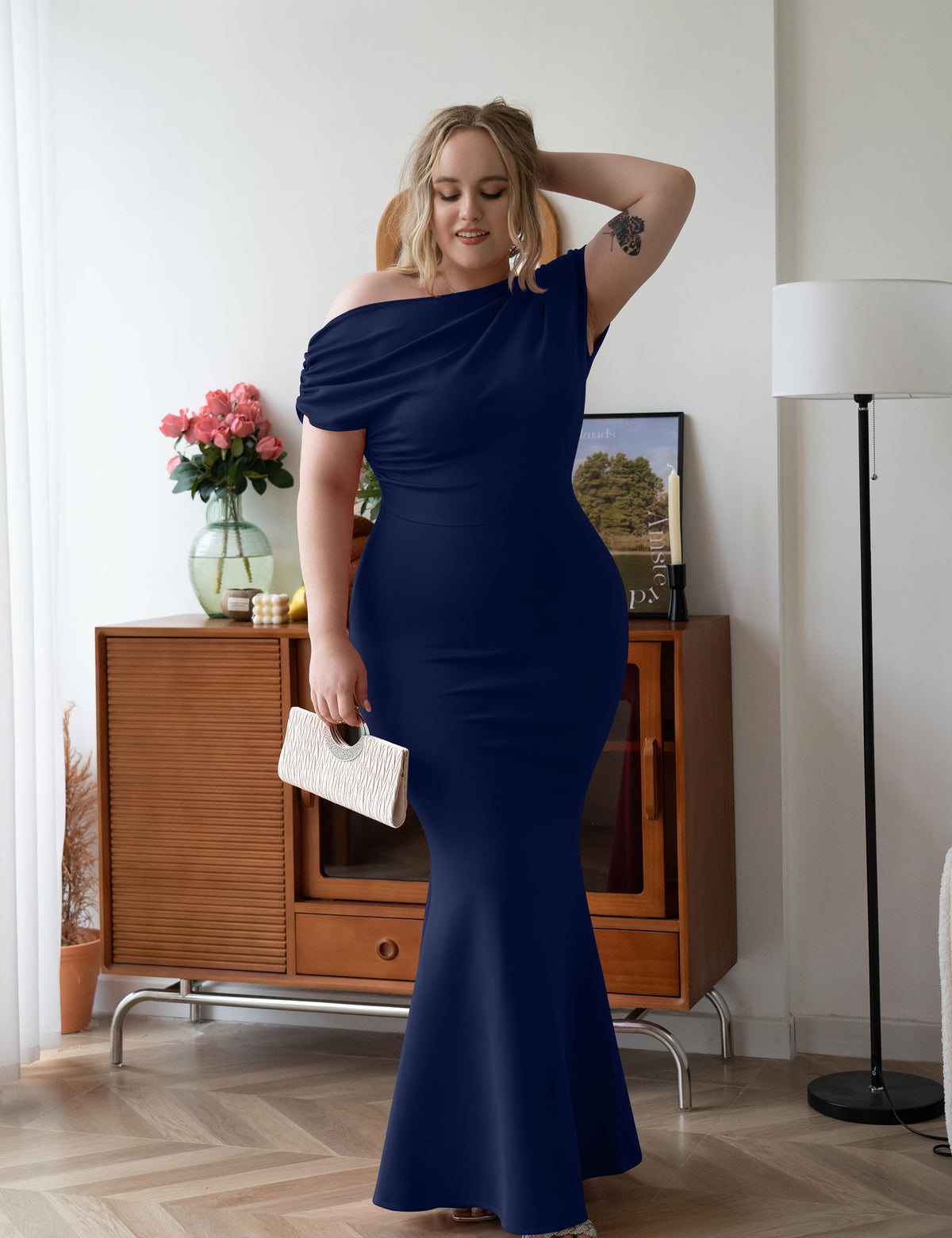 Off Shoulder Bodycon Long Formal Party Evening Dress