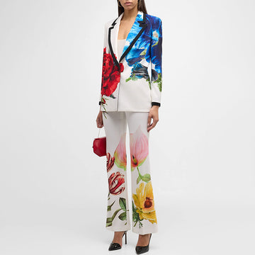 Long Sleeve Floral Jacket & Flared Floral Pants Set