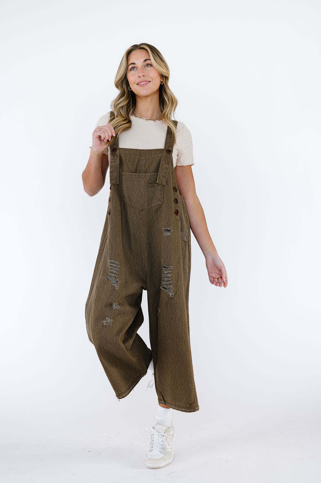 Distressed Buttons Square Neck Sleeveless Loose Denim Jumpsuits