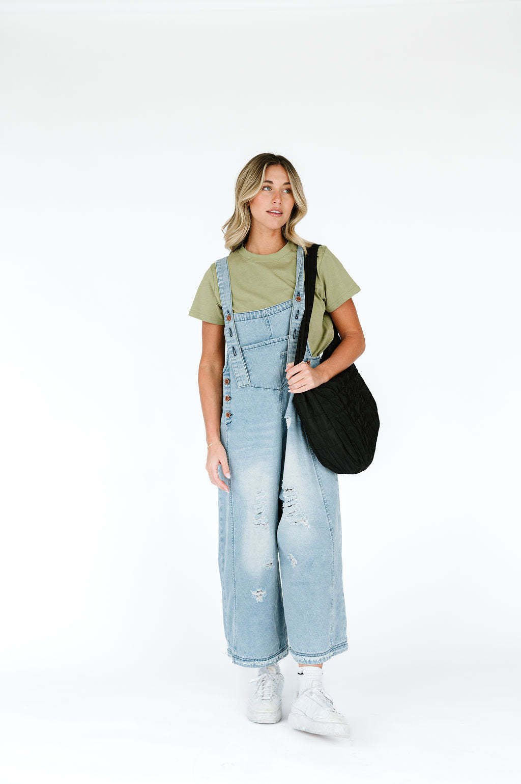 Distressed Buttons Square Neck Sleeveless Loose Denim Jumpsuits