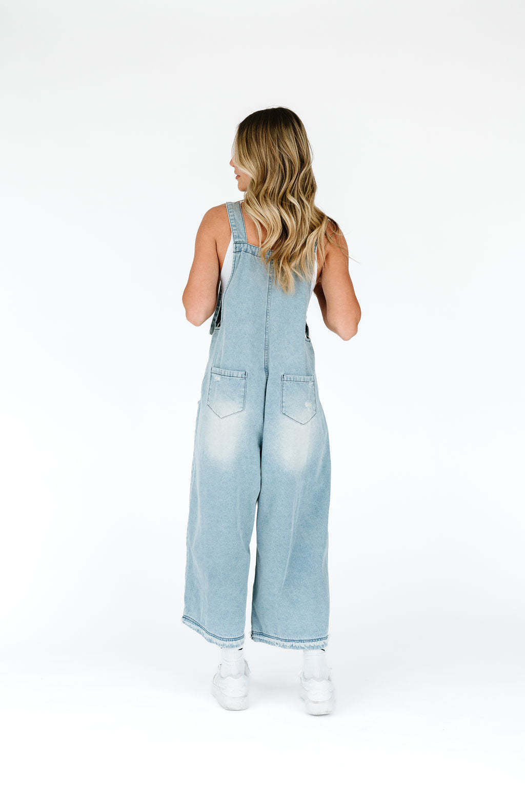 Distressed Buttons Square Neck Sleeveless Loose Denim Jumpsuits