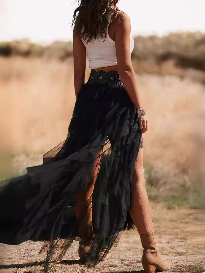 Rock Black Tulle Maxi Skirt