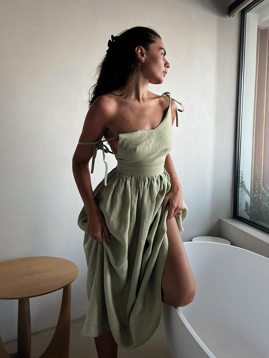 Vacation Halter Backless Midi Dress